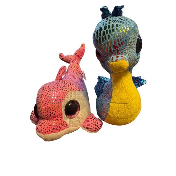 Ty Beanie Boos Ocean Boos Sparkles & Neptune Plush Toys Sparkle Eyes Lot of 2 - Picture 1 of 8